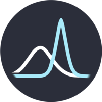 Zwei überlappende Glockenkurven auf dunklem Hintergrund.